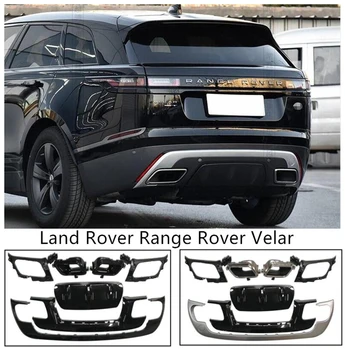 Задна броня Устна спойлери и Exhause за Land Rover Range Rover Velar 2017 18 19 2020 2021 високо качество, сребристо-черен, ABS дифузер