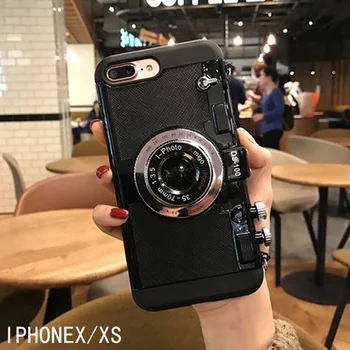 3D Camera Phone Fashion Case For iPhone iPhone7/8plus X/XR XS 11 11Pro Силикон ретро луксозен калъф за iPhoneXR XS MAX за момичета
