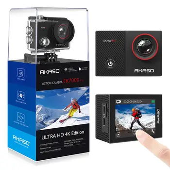AKASO EK7000 Pro 4K екшън-камера със сензорен екран EIS регулируем ъгъл на виждане 40 м водоустойчива камера с дистанционно управление спортна камера