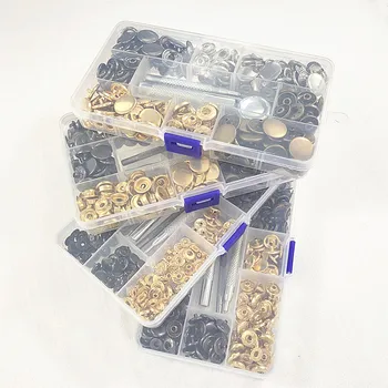 80sets 10-17 мм 633/655/831/201 Snap Fastener Press Stud Buttons Попърс Leather Craft +Fixing Kit Tools for Snap Button+Storage