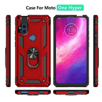 За Motorola one hyper Case луксозна кола магнитен пръстен калъф за телефон Moto One Hyper Силиконова матово покритие