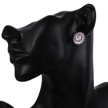 LXOEN мода през цялата Циркон дамски обеци от сребро цвят шипове ухото момиче Druzy обеци, бижута brinco подарък bijoux