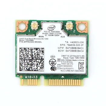 Двухдиапазонная безжична мрежова карта Wi-Fi 867 Mbps за Intel 7260 AC 7260HMW Mini PCI-E 802.11 ac 2.4 G / 5G и Bluetooth 4.0 за лаптоп