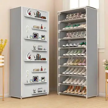 Нов горещ многослоен шкаф за обувки прахоустойчив шкаф за съхранение на обувки, лесен за инсталиране, Компактен притежателя влакчета мебели за дома общежития рафтове за обувки