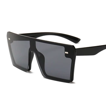 Извънгабаритни квадратни слънчеви очила Жени 2020 луксозна марка мода плосък връх червен черен, прозрачни лещи една част от мъжете Gafas сянка огледало UV400
