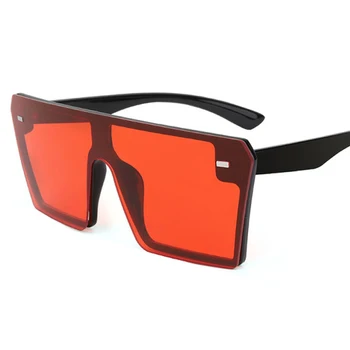 Извънгабаритни квадратни слънчеви очила Жени 2020 луксозна марка мода плосък връх червен черен, прозрачни лещи една част от мъжете Gafas сянка огледало UV400