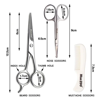 Брадата мустаци ножица, гребен 3 бр комплект за подстригване на косми в носа за мъже грижи WH998