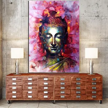 Художествена печат фигура Дзен будистки Буда плакат изкуство фоторамка живопис с маслени бои украса платно декор за дома стаите в NY-7151C