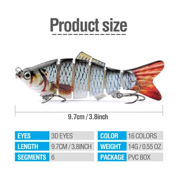 DONQL 3шт лещанка съчленени риболовни примамки е потъващ воблер изкуствена пластмаса Swimbait твърда стръв джиггинг 6 сегментная морската риболовна стръв