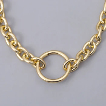 Purui Simple Men Chain Necklace Пънк Gold Color Thicken Cuban Chain Big Circel Pedant колие Колие за жени модерен яка