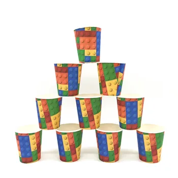 Legoing Build Block theme прибори за еднократна употреба украса за партита хартиени чинии, чаши детски играчки рожден ден на Baby Shower Party Supplies