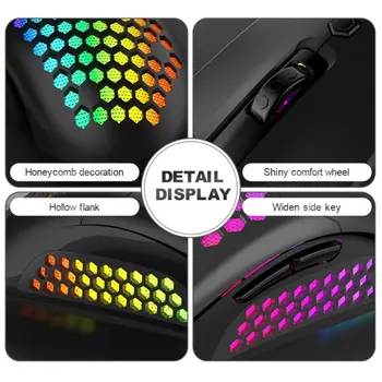 Гореща M5 выдалбливают мобилен черупки геймърска мишка цветни RGB подсветка светлина опънат мишка с 7 бутона за любителите на игри аксесоари