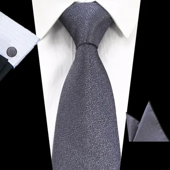 GUSLESON Brand New Solid Color Равенство Set 8 см черно и зелена вратовръзка Gravata джобен квадратен Пейсли копринена вратовръзка, шалче копчета за ръкавели