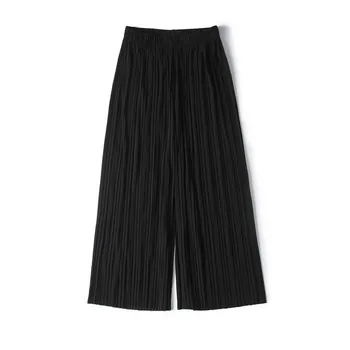 Дамски летни тънки трикотажни панталони черни дамски спортни панталони свободни панталони с дължина до глезена ежедневни панталони с еластичен колан черни бонбони