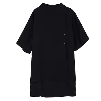[ИАЛ] дамски пуговица нередовни големи размери-дълга блуза нов яка-часова Половината ръкави свободна риза мода пролет есен 2021 1Y042