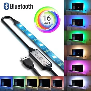 USB TV LED Backlight мобилен телефон с Bluetooth APP и дистанционно управление 5V Background Light Belt Colorful Smart RGB Waterproof
