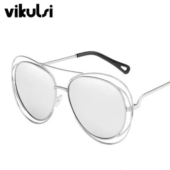Повече от големи кръгли слънчеви очила Жени 2020 новата луксозна марка пилот слънчеви очила ретро Модни дамски кухи метални рамки очила с UV400
