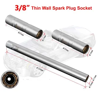 Висока магнитна 14mm 16mm 12 точков ключ за отстраняване на карданния запалителната свещ гнездо тънка стена 3/8 