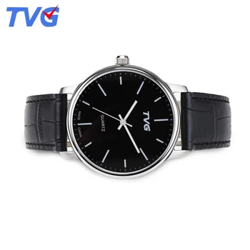 Тънки мъжки часовник минималистичен водоустойчив Кожена каишка, кварцов часовник TVG185 марката топ креативен дизайн светлинен мъжки часовник