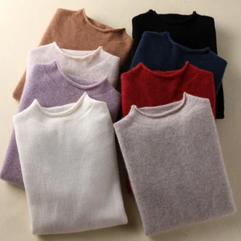 чист кашмир блузи и пуловери жени зима еластичността мек топъл О-образно деколте женски Основните 8 цвята стандартни скок