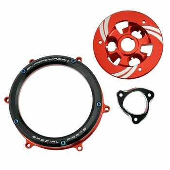 Прозрачно защитно покритие на съединителя за Ducati Panigale 1199 1299 959 R S 2012-2019 2013-2018(Черен кръг+Червено)