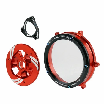 Прозрачно защитно покритие на съединителя за Ducati Panigale 1199 1299 959 R S 2012-2019 2013-2018(Черен кръг+Червено)