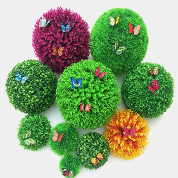 40 см зелена трева топката пластмасови растения декоративна украса на партията градина декор на сватбени декорации от изкуствени цветя DIY трева топката