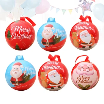 6 бр коледни кутии Дядо Коледа железни декори сферични съдове за подарък