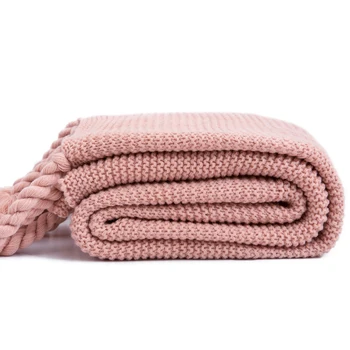 Обичайната одеяло на дивана плета хвърли едно одеяло цвят слонова кост, розово твърди мека четка каре пътуване 130x160cm домашен разтегателен фотьойл разтегателен диван 50