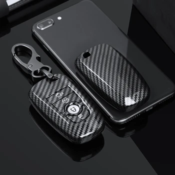 Carbon Fiber ABS Car Key Case For Ford Mustang 2018 EcoSport 3 4 бутона Smart Remote Fobs Cover Shell Keys Bag Ключодържател Auto