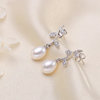ZHBORUINI 2020 Drop Pearl обеци 925 сребро обеци истински естествени сладководни перли перлени бижута за сватбата Wemon