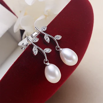 ZHBORUINI 2020 Drop Pearl обеци 925 сребро обеци истински естествени сладководни перли перлени бижута за сватбата Wemon