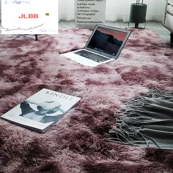 Скандинавска мода за пухкави нескользящий разход оцветени килим дневна / спалня централна килим черно сиво розово синьо голям е размерът на космените килими