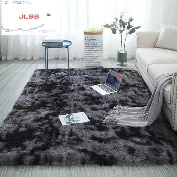 Скандинавска мода за пухкави нескользящий разход оцветени килим дневна / спалня централна килим черно сиво розово синьо голям е размерът на космените килими