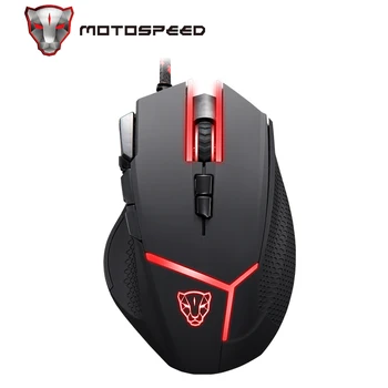 Motospeed V18 Gaming Wired Mouse 7 Button 4000DPI 8-grade LED Optical USB Precision Optical 9Keys дихателна лампа с кабел 1,8 м