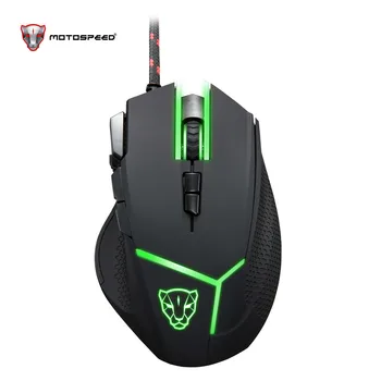 Motospeed V18 Gaming Wired Mouse 7 Button 4000DPI 8-grade LED Optical USB Precision Optical 9Keys дихателна лампа с кабел 1,8 м