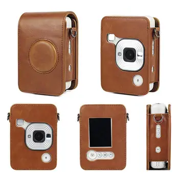 Водоустойчив калъф за фотоапарат ретро чанта ПУ кожен калъф с пагон за Fujifilm Instax Mini Liplay Instant Film камери