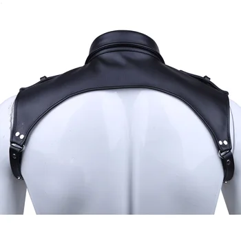 Мъжете бельо изкуствена кожа колан костюм на ревера дизайн регулируем корпус гърдите колан на ревера секси мъжки еротичен БДСМ робството продукт