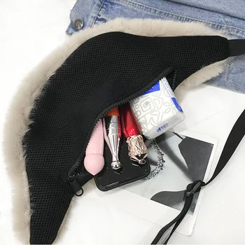 Плюшен поясная чанта на жената 2019 зима изкуствена кожа в гърдите колан чанта с голям капацитет поясная чанта мода пътуване скитник чанти женски случайни клатч