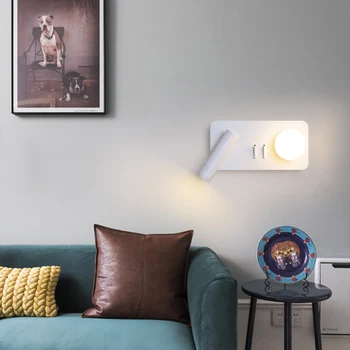 Модерен led метален стенен лампа акрил Бял Nordic кръг, с монтиран на стената лампа с превръщането прожектором за спални кухня Home Decor Loft