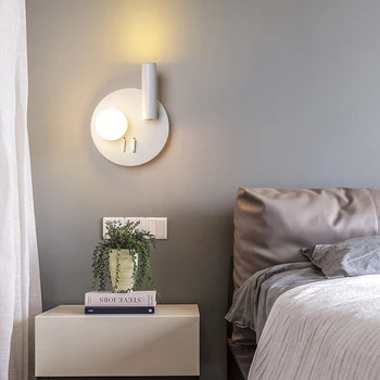 Модерен led метален стенен лампа акрил Бял Nordic кръг, с монтиран на стената лампа с превръщането прожектором за спални кухня Home Decor Loft
