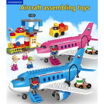 Модел самолет серия играчки съвместими с duploINGlys Busy City Airport series Big Airplane building blocks toy