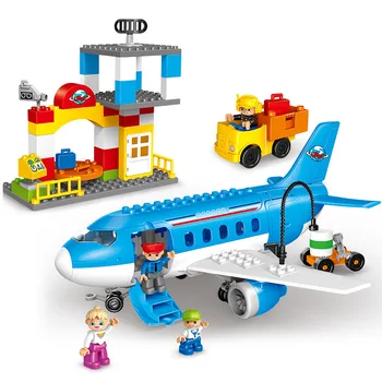 Модел самолет серия играчки съвместими с duploINGlys Busy City Airport series Big Airplane building blocks toy
