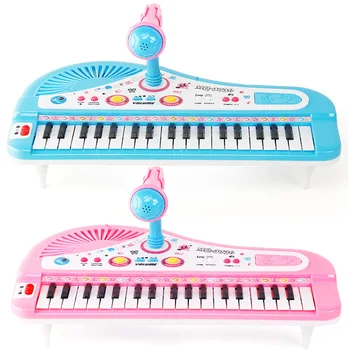 Сладък деца 37Key пиано мини-електронен орган музика на пиано обучение клавиатура с микрофон забавни играчки музикален инструмент