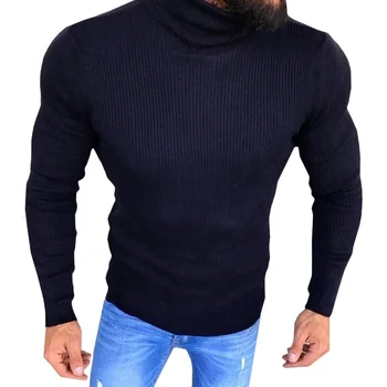 Зимни мъжки пуловери, поло плътен пуловер мода плетени пуловери памук тънки пуловери мъжки Clothig