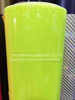 Премиум автомобилен стайлинг лъскава флуоресцентно Жълт Винил стикер лъскава флуоресцентно жълт Винил обвивка самозалепващи етикети