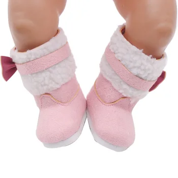 Зимна лук розови ботуши, идеални за 43 см кукла бебе и 18-цолови момичета обувные аксесоари, подаръци за кукли g59