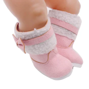 Зимна лук розови ботуши, идеални за 43 см кукла бебе и 18-цолови момичета обувные аксесоари, подаръци за кукли g59