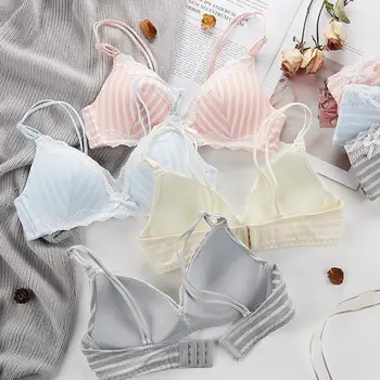 Френски Триъгълник Купа На Сутиен Bralette Жени Сладък Push Up Underwear Безжичен Сутиен Дишаща Удобно Бельо