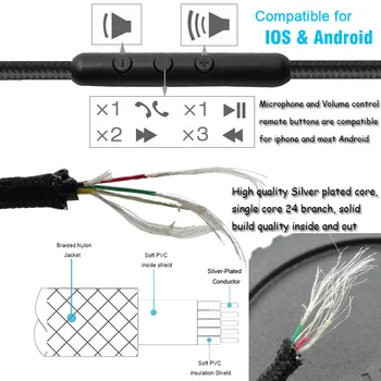 OFC подмяна на стерео аудио кабел удължител музикален кабел за Skullcandy Crusher Aviator Hesh 2.0 2 3 жични слушалките над ухото